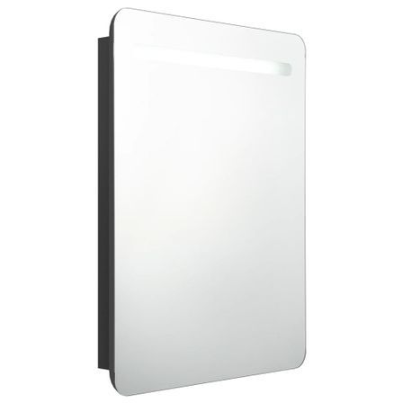 Armoire de salle de bain à miroir LED Noir 60x11x80 cm
