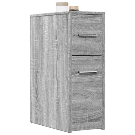 Armoire de salle de bain étroite avec roulettes sonoma gris