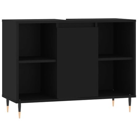 Armoire de salle de bain noir 80x33x60 cm bois d'ingénierie