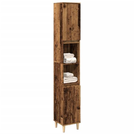 Armoire de salle de bain vieux bois 30x30x190cm bois ingénierie