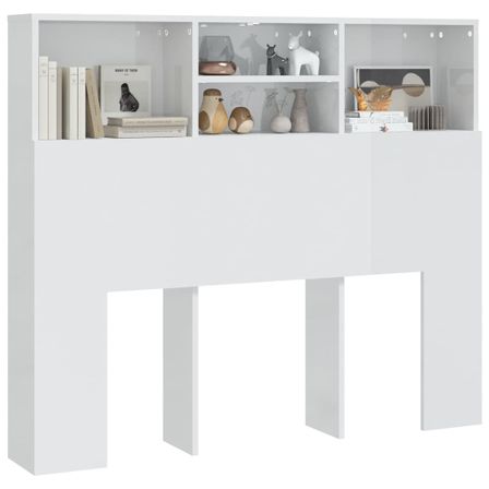 Armoire de tête de lit Blanc brillant 120x19x103,5 cm Koza