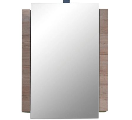 Armoire de toilette 1 porte blanc et chêne clair avec miroir Masie
