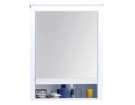 Armoire de toilette 1 porte mélaminé blanc avec miroir Leone