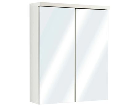 Armoire de toilette 2 portes mélaminé blanc avec miroir Polyn