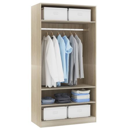 Armoire dressing 1 penderie 3 étagères 100 cm - Collection Klozer