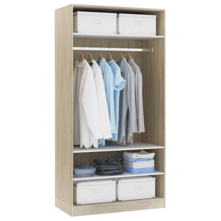 Armoire dressing 1 penderie 3 étagères 100 cm - Collection Klozer
