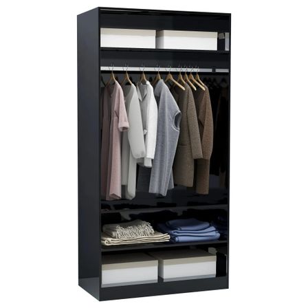 Armoire dressing 1 penderie 3 étagères 100 cm - Collection Klozer