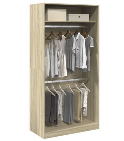 Armoire dressing 2 penderies 1 étagère 100 cm - Collection Laker