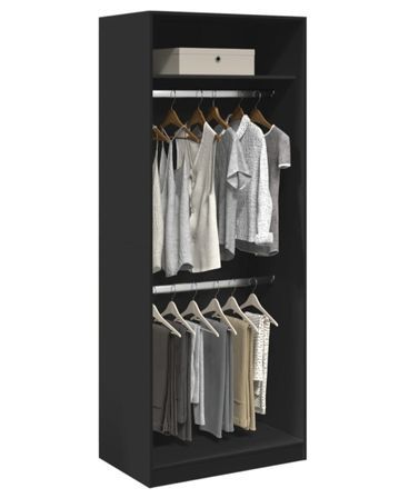 Armoire dressing 2 penderies 1 étagère 80 cm - Collection Laker