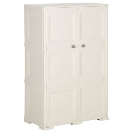 Armoire en plastique 79x43x125 cm Design de bois Crème