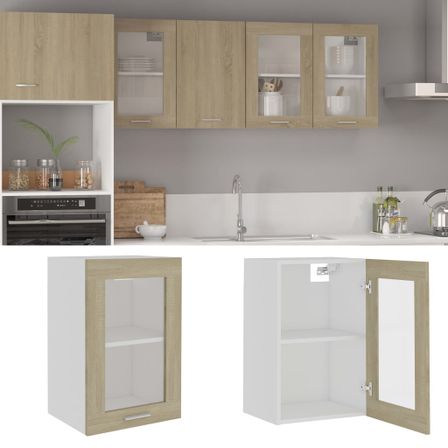 Armoire en verre suspendue Chêne sonoma 40x31x60 cm