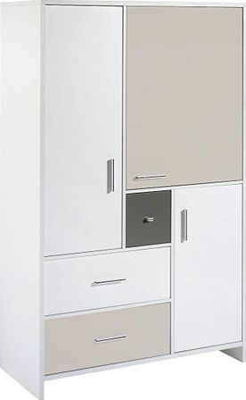 Armoire enfant 3 portes bois blanc et beige Candy
