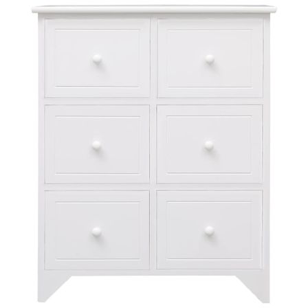 Armoire latérale et 6 tiroirs Blanc 60x30x75 cm Bois Paulownia