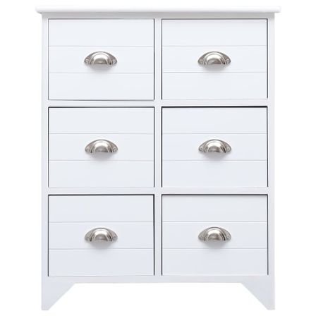 Armoire latérale et 6 tiroirs Blanc 60x30x75 cm Bois Paulownia 2