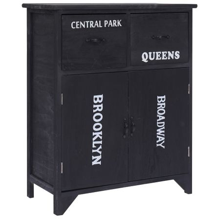 Armoire latérale Noir 60x30x75 cm Bois de Paulownia 2