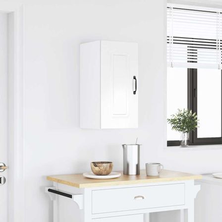 Armoire murale de cuisine Kalmar blanc brillant bois ingénierie
