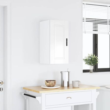 Armoire murale de cuisine Porto blanc brillant bois ingénierie