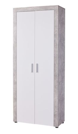 Armoire penderie 2 portes aspect béton et blanc Bonnie