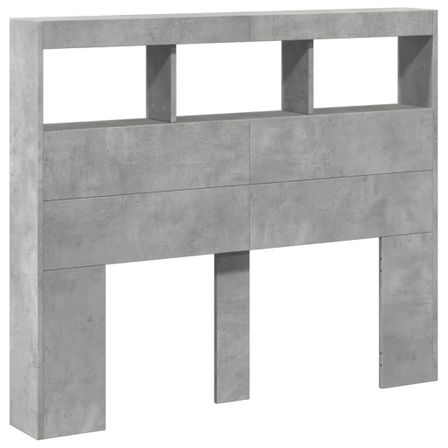 Armoire tête de lit avec LED gris béton 120x17x102 cm