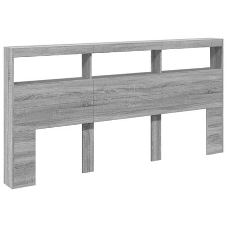 Armoire tête de lit avec LED sonoma gris 200x17x102 cm