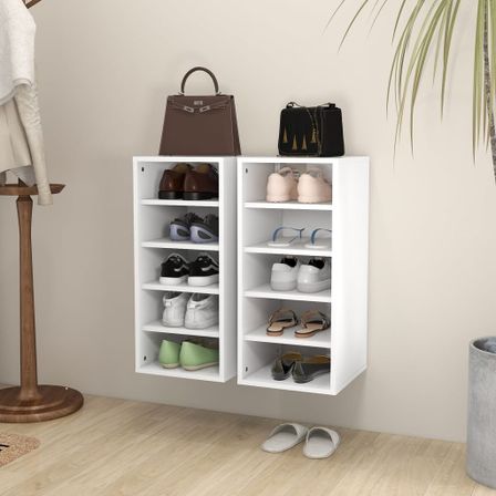 Armoires à chaussures 2 pcs Blanc 31,5x35x70 cm