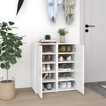 Armoires à chaussures 2 pcs Blanc 32x35x70 cm