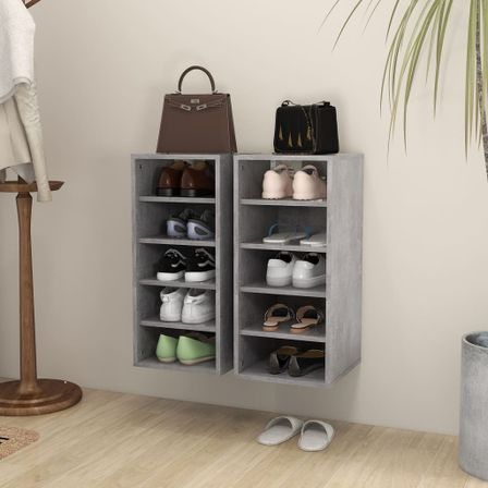 Armoires à chaussures 2 pcs Gris béton 31,5x35x70 cm