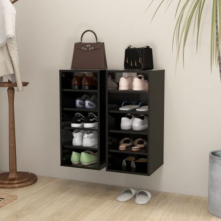 Armoires à chaussures 2 pcs Noir 31,5x35x70 cm