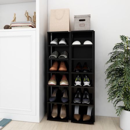 Armoires à chaussures 2 pcs Noir brillant 25x27x102 cm