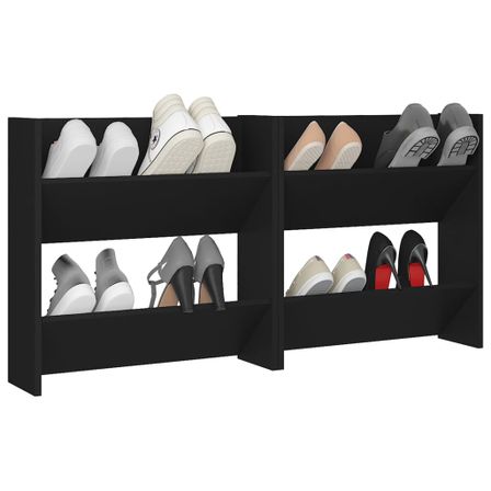 Armoires à chaussures murales 2 pcs Noir 60x18x60 cm