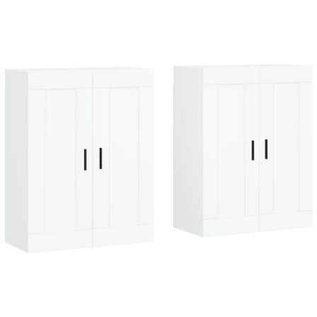 Armoires murales 2 pcs blanc bois d'ingénierie