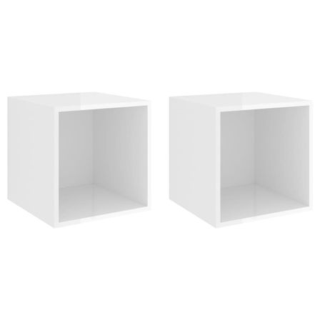 Armoires murales 2 pcs Blanc brillant 37x37x37 cm