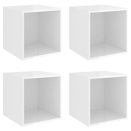 Armoires murales 4 pcs Blanc brillant 37x37x37 cm