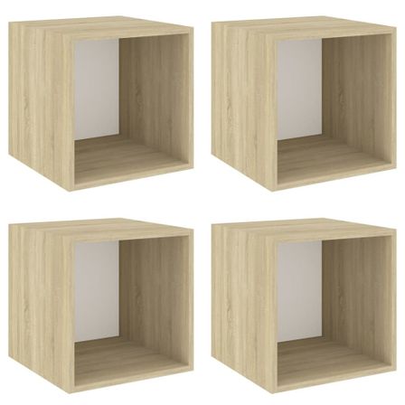 Armoires murales 4 pcs Blanc/chêne Sonoma 37x37x37 cm