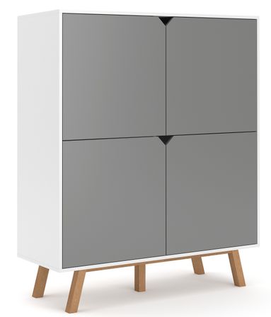 Bahut 4 portes blanc et gris Zatoka 120 cm