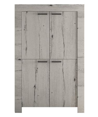 Bahut 4 portes bois mélaminé chêne gris Saxo L 102 cm