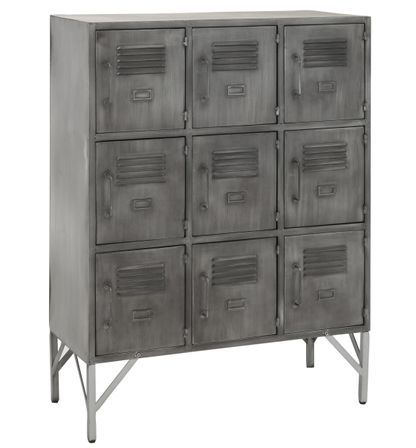 Bahut 9 portes métal gris Viho L 86 cm