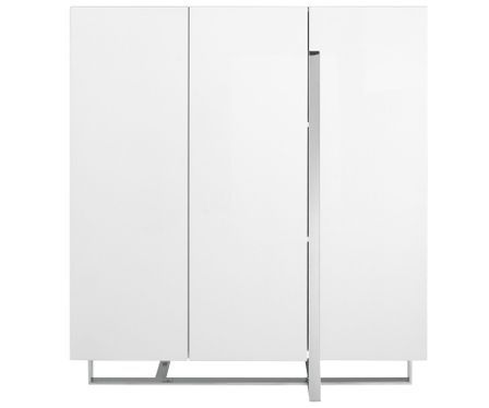 Bahut design 3 portes Dezina 120 cm - Laqué blanc et acier chromé