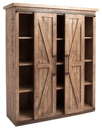 Bahut haut 2 portes manguier massif clair Mata