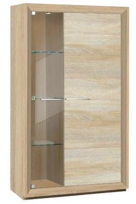 Bahut haut en bois 2 portes avec vitrine et éclairage Liscia