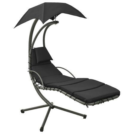 Balancelle de jardin Noir et gris 190x90x200 cm Tissu