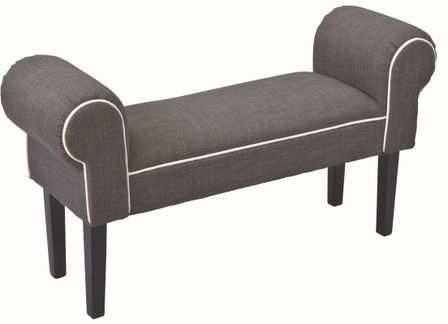 Banc 2 accoudoirs tissu gris bois laqué blanc Norah