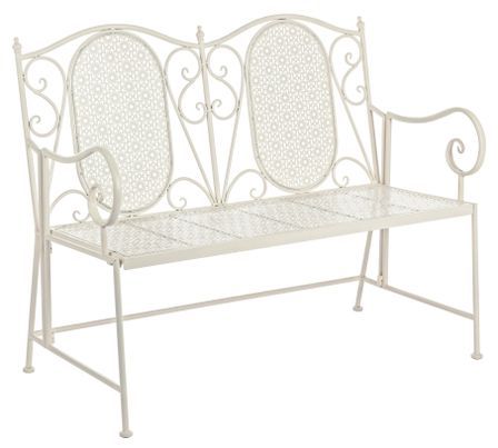 Banc 2 places en acier crème Gisy L 115 cm