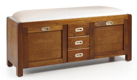 Banc à chaussures 3 tiroirs 2 portes en bois massif de Mindy SOKY