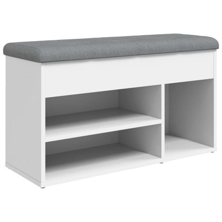 Banc à chaussures avec assise en tissu Kopa L 82 x H 45,5 x P 32 cm - Organisation et confort