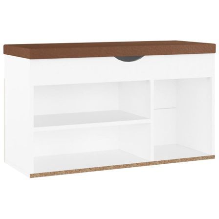 Banc à chaussures avec coussin Blanc 80x30x47 cm