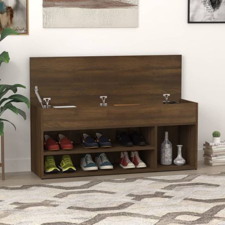 Banc à chaussures Chêne marron 105x30x45 cm Bois d'ingénierie