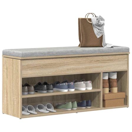 Banc à chaussures chêne sonoma 102x30,5x45 cm bois d'ingénierie