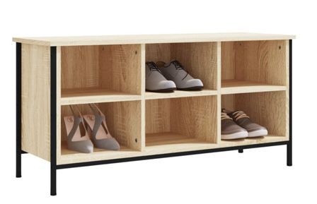 Banc à chaussures en bois et acier noir Kloza L 100 x H 50 cm - Style industriel