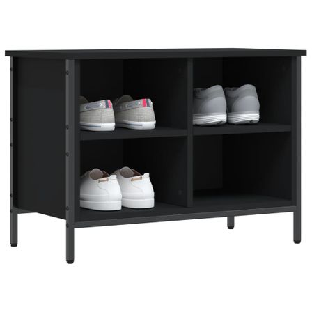Banc à chaussures en bois et acier noir Kloza L 69 x H 50 cm - Style industriel